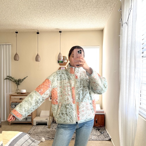 NWT 7 For All Mankind Cotton Quilted Patchwork Floral Jacket Bomber - Picture 11 of 11